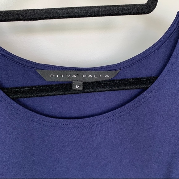 Ritva Falla Navy Blue Short Sleeve Dress Size M - Picture 3 of 9